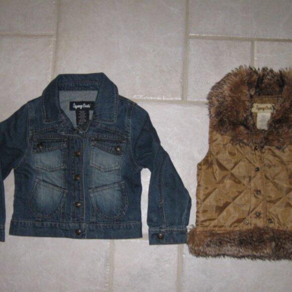 SQUEEZE GIRL'S SZ 5 DENIM JEAN JACKET W/ REMOVABLE FAUX FUR COLLAR  QUILTED VEST - Picture 10 of 15